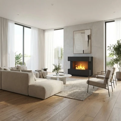Kant Schwarz - OMC 600 freistehender Wasserdampfkamin von Glow Fire – Realistischer Flammeneffekt, Keine Wärme, Schwarzes Design